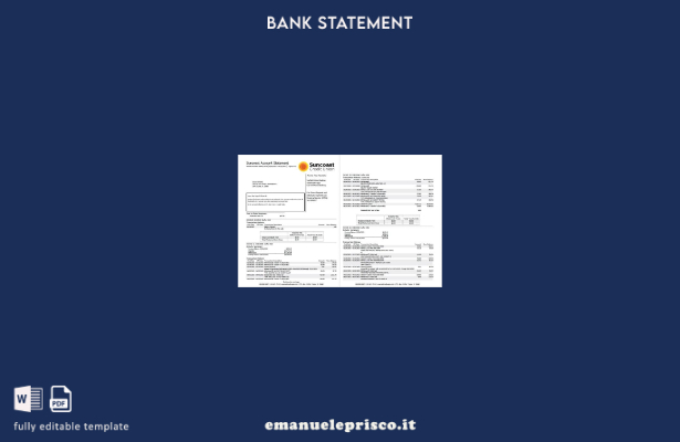 modello di pagine di parole dell'estratto conto bancario USA Suncoast in stile v